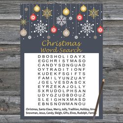 Christmas party games,Christmas Word Search Game Printable,Golden snowflakes and toys Christmas Trivia Game Cards