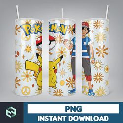 pokmon tumbler wrap, pokemon tumbler design, pikachu 20 oz tumbler png, pikachu tumbler sublimation, pokemon (2)