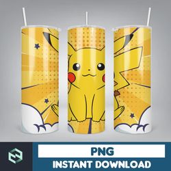 pokmon tumbler wrap, pokemon tumbler design, pikachu 20 oz tumbler png, pikachu tumbler sublimation, pokemon (3)