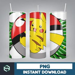 pokmon tumbler wrap, pokemon tumbler design, pikachu 20 oz tumbler png, pikachu tumbler sublimation, pokemon (4)