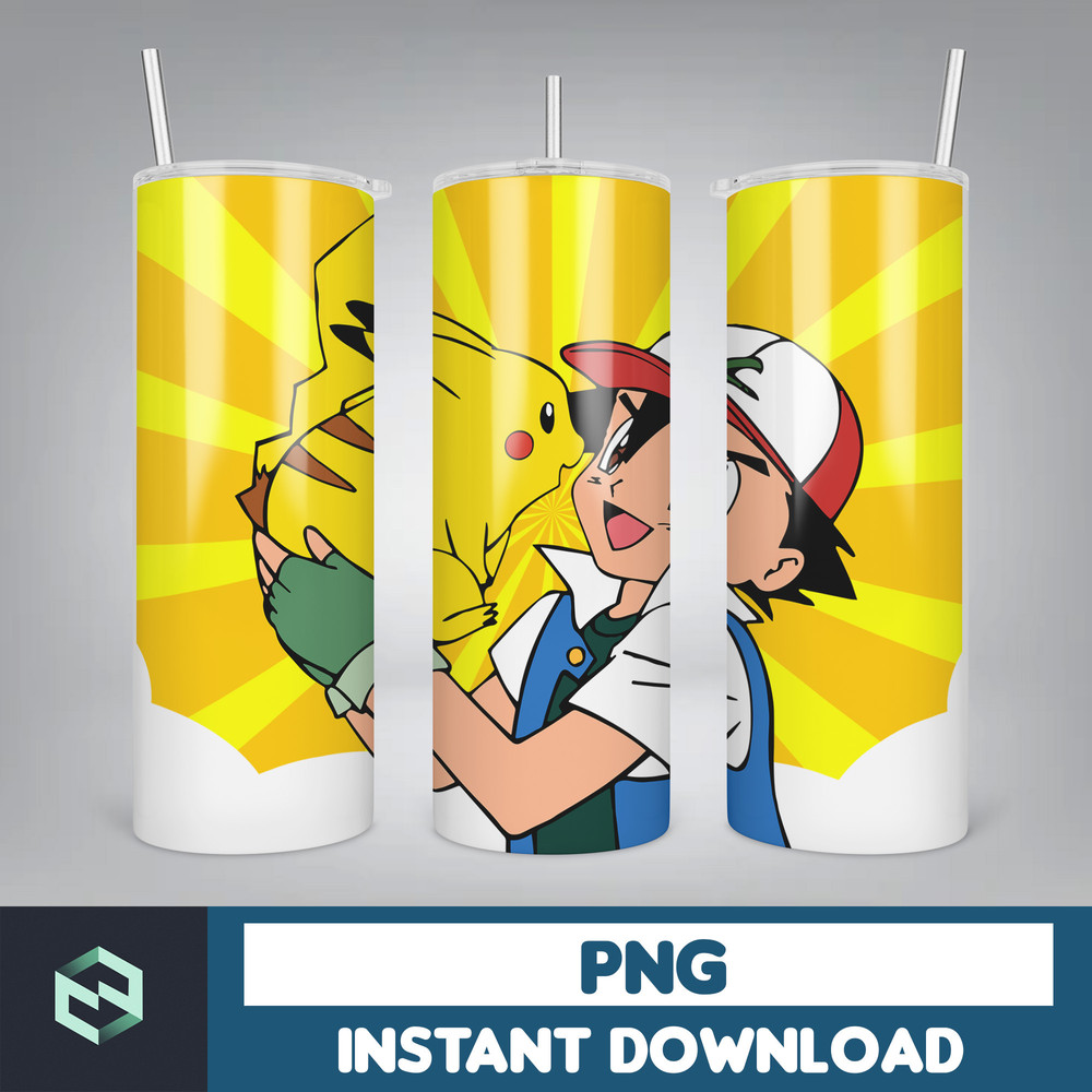 Pokémon Tumbler Wrap, Pokemon Tumbler Design, Pikachu 20 oz Tumbler PNG, Pikachu Tumbler Sublimation, Pokemon (5).jpg