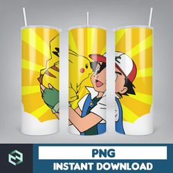 pokmon tumbler wrap, pokemon tumbler design, pikachu 20 oz tumbler png, pikachu tumbler sublimation, pokemon (5)