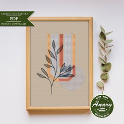 Leaves and Shapes Cross Stitch Pattern Boho Counted Cross Stitch Instant Download PDF Embroidery Pattern