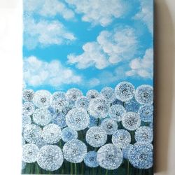 Dandelions acrylic painting floral art on canvas wall decor