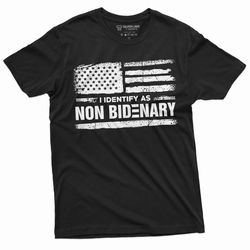 i identify as non bidenary funny tee shirt political shirt anti biden mens tee shirt dtj republican party tee