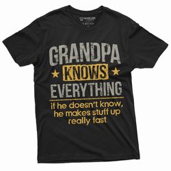 men's grandpa knows everything funny tee shirt father's day birthday gift for papa grandfather humor tee shirt
