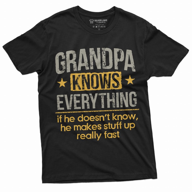 Men's Grandpa Knows Everything Funny Tee Shirt Father's day Birthday Gift For Papa Grandfather Humor Tee Shirt.jpg
