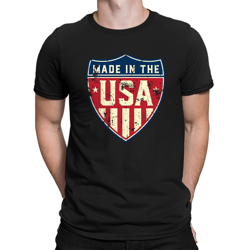 Made In The USA Badge Flag Patriotic Patriotism Land Of The Free United States Of America Men's T-shirt SF-0347.jpg