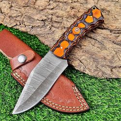 Handmade Damascus Hunting Knife with Pakkawood Handle for Survival and Camping 9 Inch Fixed Blade Damascus Steel A1