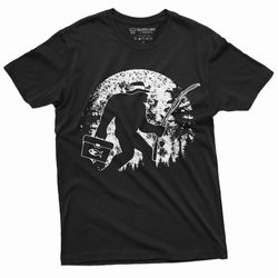 men's fishing bigfoot t-shirt fisherman funny outdoor pole rod fish sasquatch tshirt unique birthday gift idea shirt