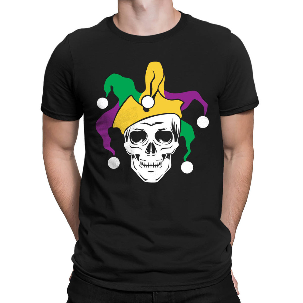 Mardi Gras Jester Skull Laissez Les Bon Temps Rouler Let The Good Times Roll Party Drinking Alcohol Men's T-shirt SF-0459.jpg