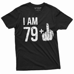 men's 80th birthday t-shirt papa grandpa dad 79 middle finger offensive adult humor tee shirt bday gift anniversary shir