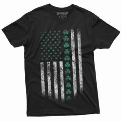 st patrick's day american irish flag clover shamrock mens t-shirt saint paddy's day irish holiday usa ireland flag party