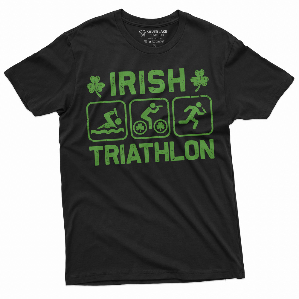 Men's Funny Saint Patrick's day Irish Triathlon T-shirt Party Pub Humorous St Patricks day Gift Tee Shirt Ireland Holiday Tees for him.jpg