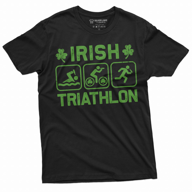 Men's Funny Saint Patrick's day Irish Triathlon T-shirt Party Pub Humorous St Patricks day Gift Tee Shirt Ireland Holiday Tees for him.jpg