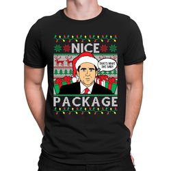 nice package that's what she said hilarious office joke michael scott happy holidays jolly santa merry christmas men's t
