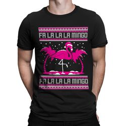 fa la la la mingo merry christmas happy holidays flamingo lovers favorite animal tropical winter vacation sunshine men's