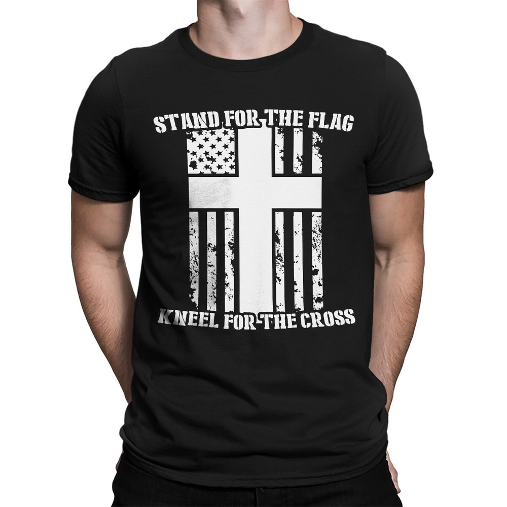 Stand For The Flag Kneel For The Cross USA American Flag Patriotic Spiritual Community Service Family Love Honoring Men's T-shirt OSF-0117.jpg