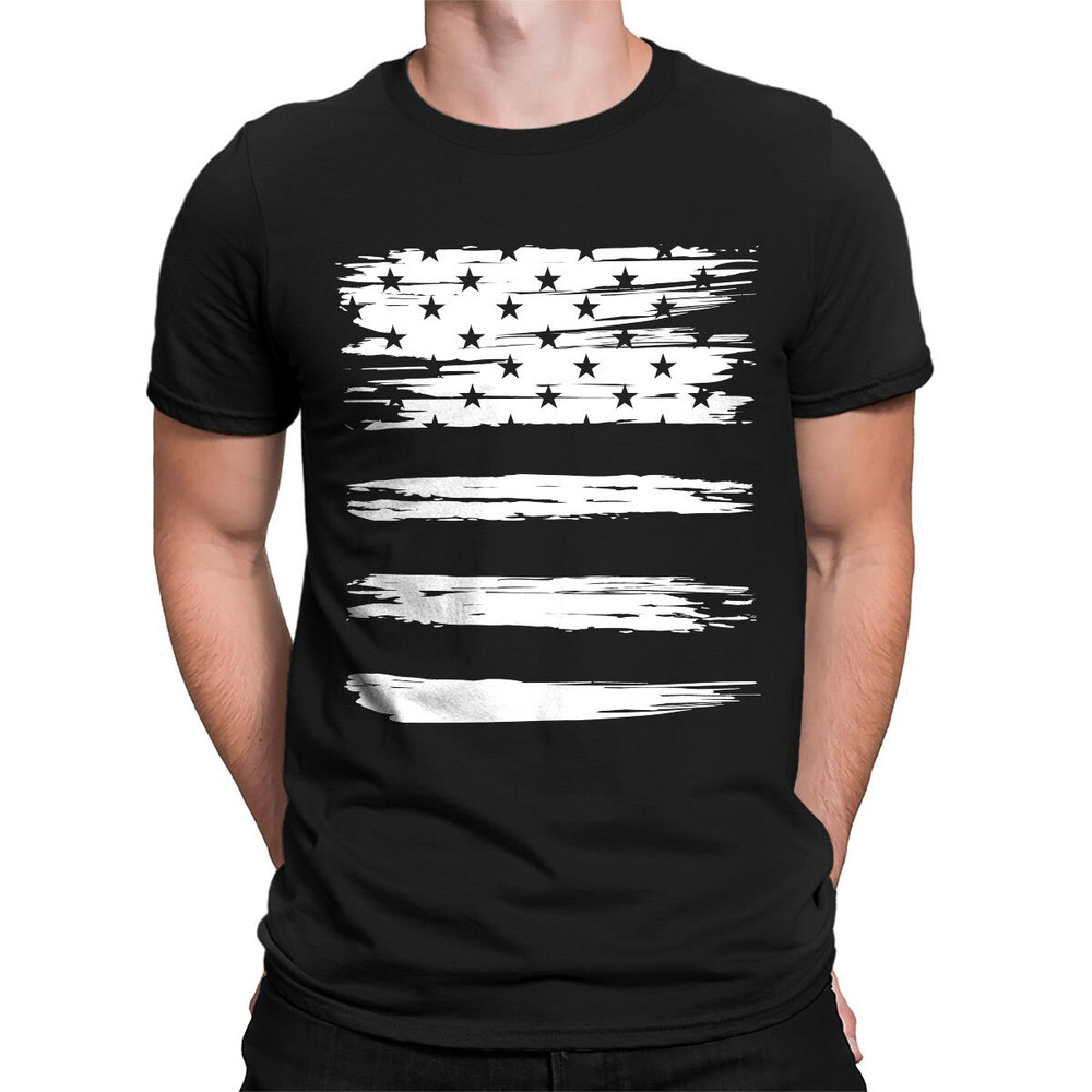 White USA Torn Flag American Flag Memorial Day Patriotic Independence Day Americana Veterans Day Hero First Responder Men's T-shirt OSF-0135.jpg
