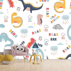 Children's Wallpaper Colorful Dinosaur Pattern Wallpaper