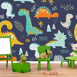 Kids Room Wallpaper Colorful Wall Murals Adhesive Dinosaur Wall
