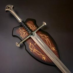custom handmade high carbon steel sword nersel with wall plaque & scabbard