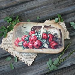 handmade wooden keepsake storage case red roses banknote storage box vintage style box valentine gifts for women