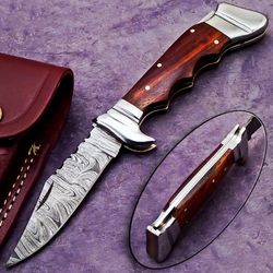 Custom Handmade Damascus Steel Pocket Knife Folding Blade Hunting Camping,