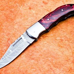 beautifull stunning custom handmade damascus steel poket folding knife,