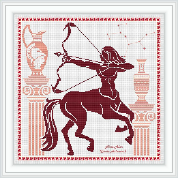 Centaur Rid Cross stitch pattern Centaur Greek mythical horse silhouette | Inspire ...
