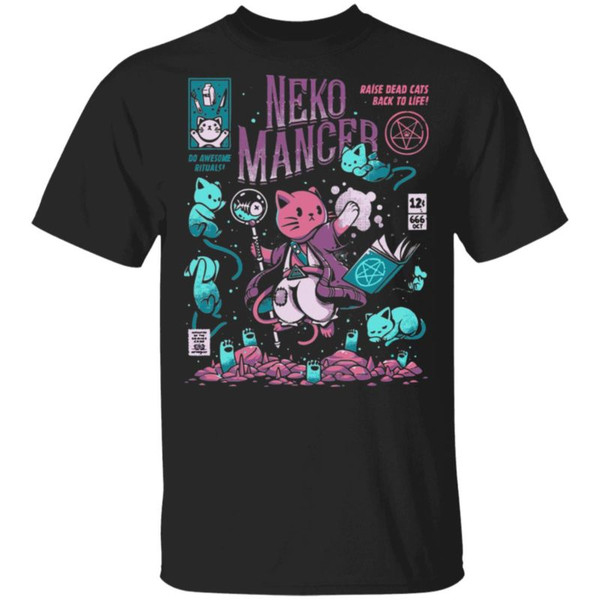 Halloween Neko Mancer Cat Necromancer T-Shirt.jpg
