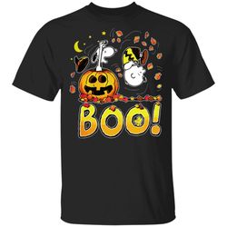 boo happy halloween charlie brown woodstock and snoopy t-shirt