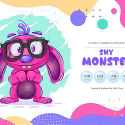 shy cartoon monster.
