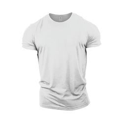 men solid color fitness short sleeve white t-shirt