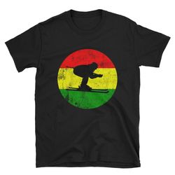 rasta skier ski shirt skier shirt skiing shirt ski tee skier tee skiing tee reggae music rastafarian skier gift