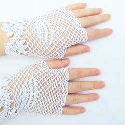 Wedding Lace Gloves Victorian Crochet Fingerless Bridal Lace Mitts Evening Summer Gloves Womens Vintage Civil War Gloves