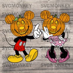 Mickey Minnie Spooky Season SVG PNG, Disney Mouse Pumpkin SVG, Mickey Minnie Couple Costume Halloween SVG EPS DXF PNG