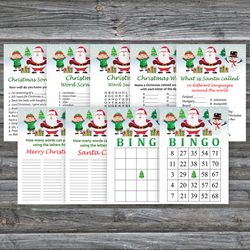 Christmas party games bundle,Printable Christmas Party Game Pack,Santa Claus snowman and elf Christmas Trivia Game Cards