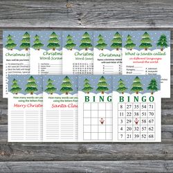 Christmas party games bundle,Printable Christmas Party Game Pack,Tree Christmas Trivia Game Cards