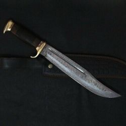 8in custom handmade damascus steel hunting crocodile dundee bowie knife sheath