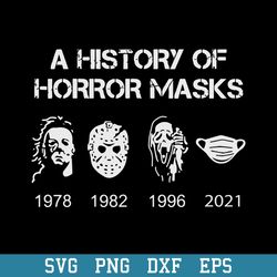 a history of horror masks halloween svg, horror characters svg, halloween svg, png dxf eps digital file