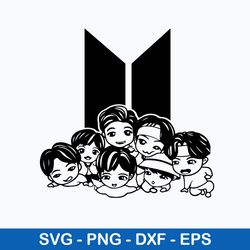Dorable Tinytan BTS Members Under The Logo Svh, BTS, Star Kpop Svg, Png Dxf Eps File