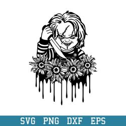 chucky flower svg, horror moives svg, halloween svg, png dxf eps digital file