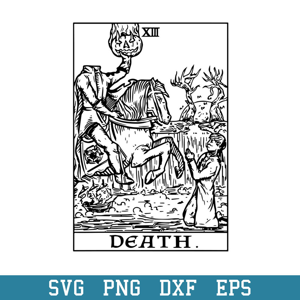 Death Tarot Card Headless Horseman Gothic Halloween Svg, Halloween Svg, Png Dxf Eps Digital File.jpeg