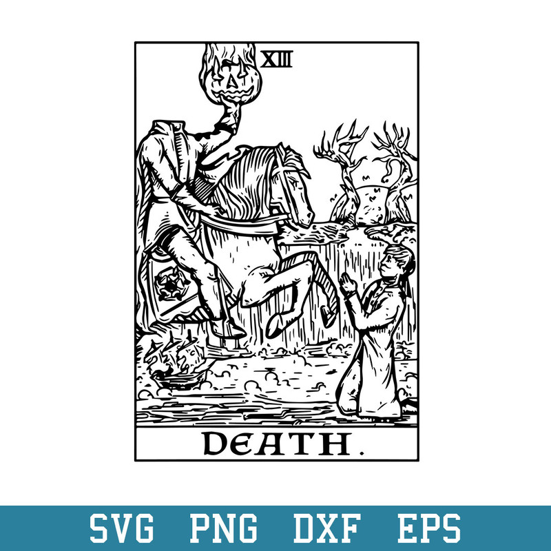 Death Tarot Card Headless Horseman Gothic Halloween Svg, Halloween Svg, Png Dxf Eps Digital File.jpeg