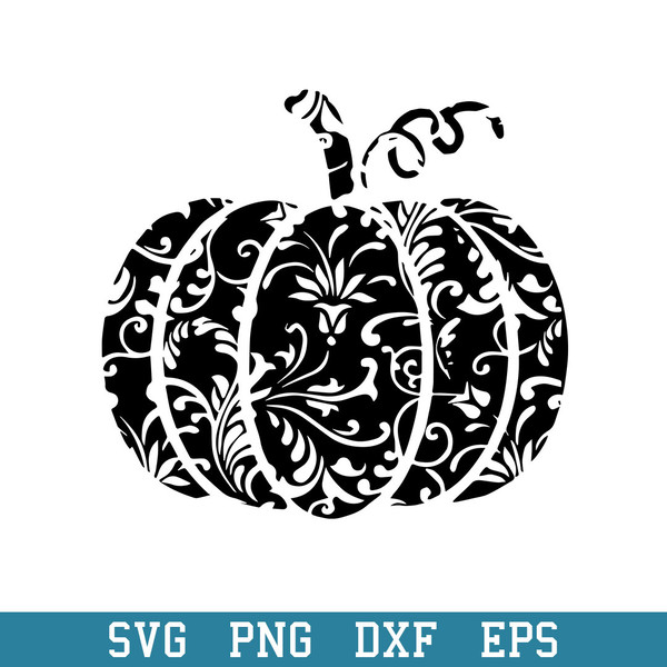 Floral Pumpkin Halloween Svg, Halloween Svg, Png Dxf Eps Digital File.jpeg