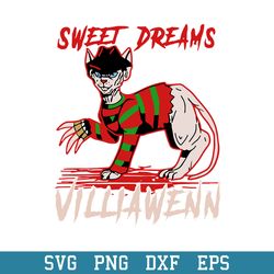 Freddy Krueger Cat Sweet Dreams Villianwenn Svg, Halloween Svg, Png Dxf Eps Digital File