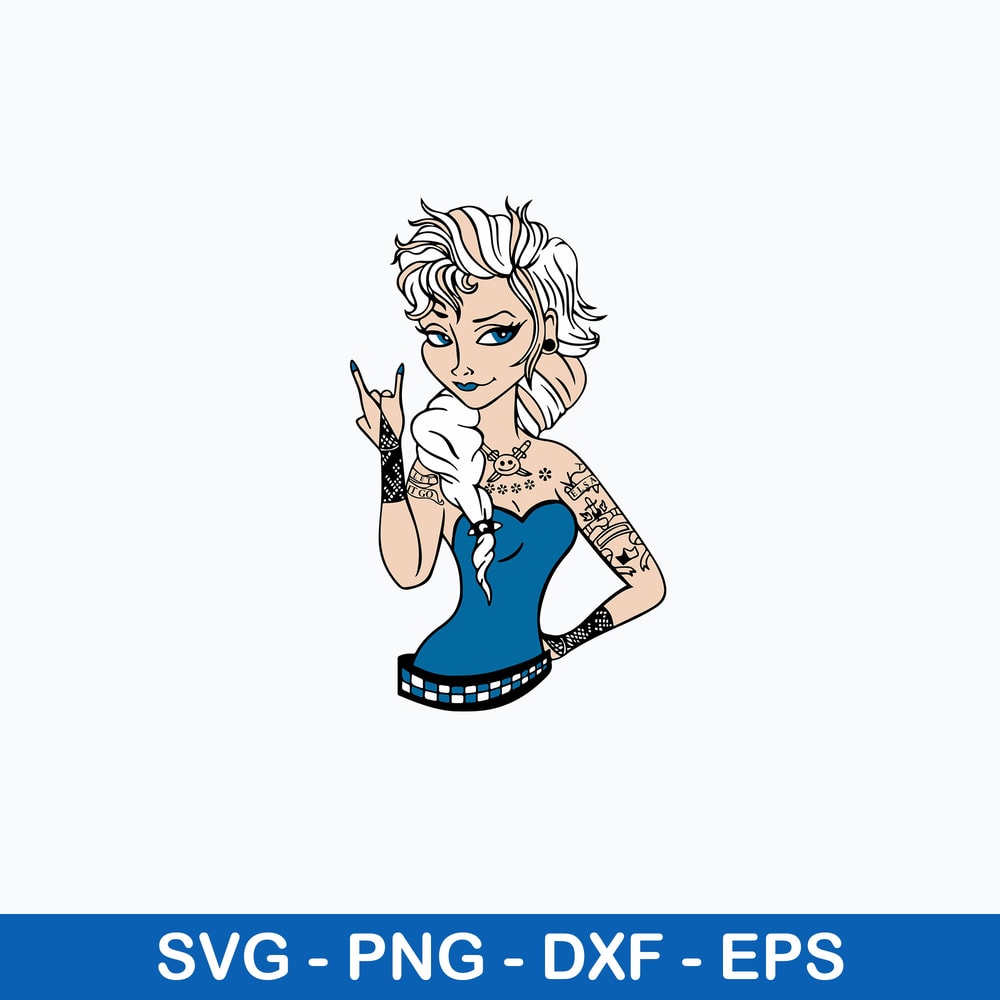 Frozen Elsa Princess Tattoo Svg, Frozen Elsa Svg, Princces, Disney Svg, Png Dxf Eps File.jpeg