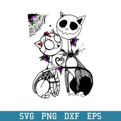 jack and sally cat halloween svg, halloween svg, png dxf eps digital file
