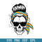 Messy Bun Skull Retro Bandana Halloween Svg, Halloween Svg, Png Dxf Eps Digital File.jpeg